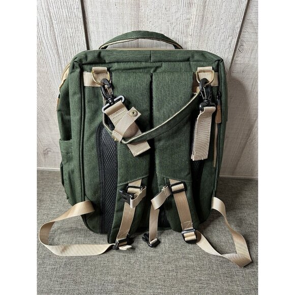 Susisal Diaper Bag Backpack with Built In Changing Station Bassinet Green Beige - Picture 3 of 11